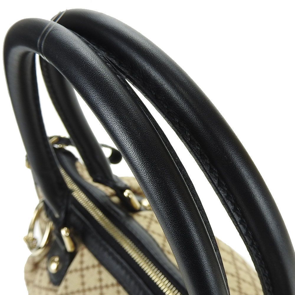 Gucci Diamante Leather Canvas Beige Brown Black Shoulder Strap 2way Handbag - Picture 5 of 9